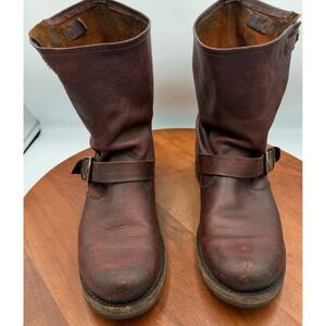 Frye Veronica Short Leather Boots Redwood Buckle Womens 9.5B Moto Biker 3470547